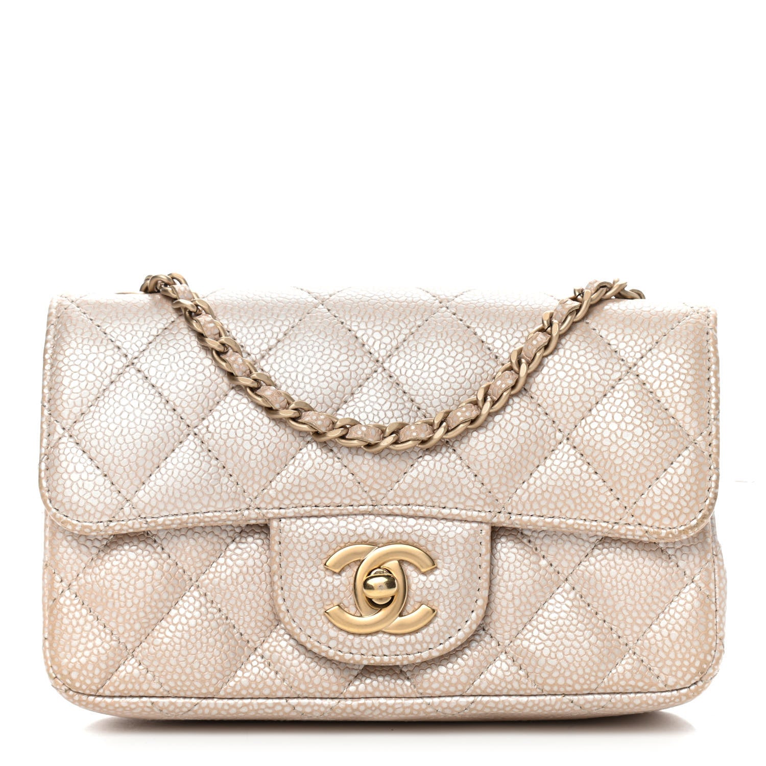 Chanel Iridescent Caviar Quilted Extra Mini Flap Beige 1 of 9