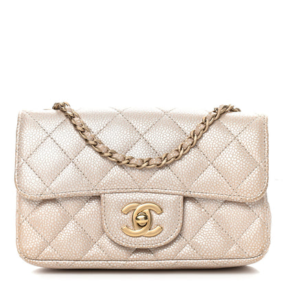 Chanel Iridescent Caviar Quilted Extra Mini Flap Beige 1 of 9