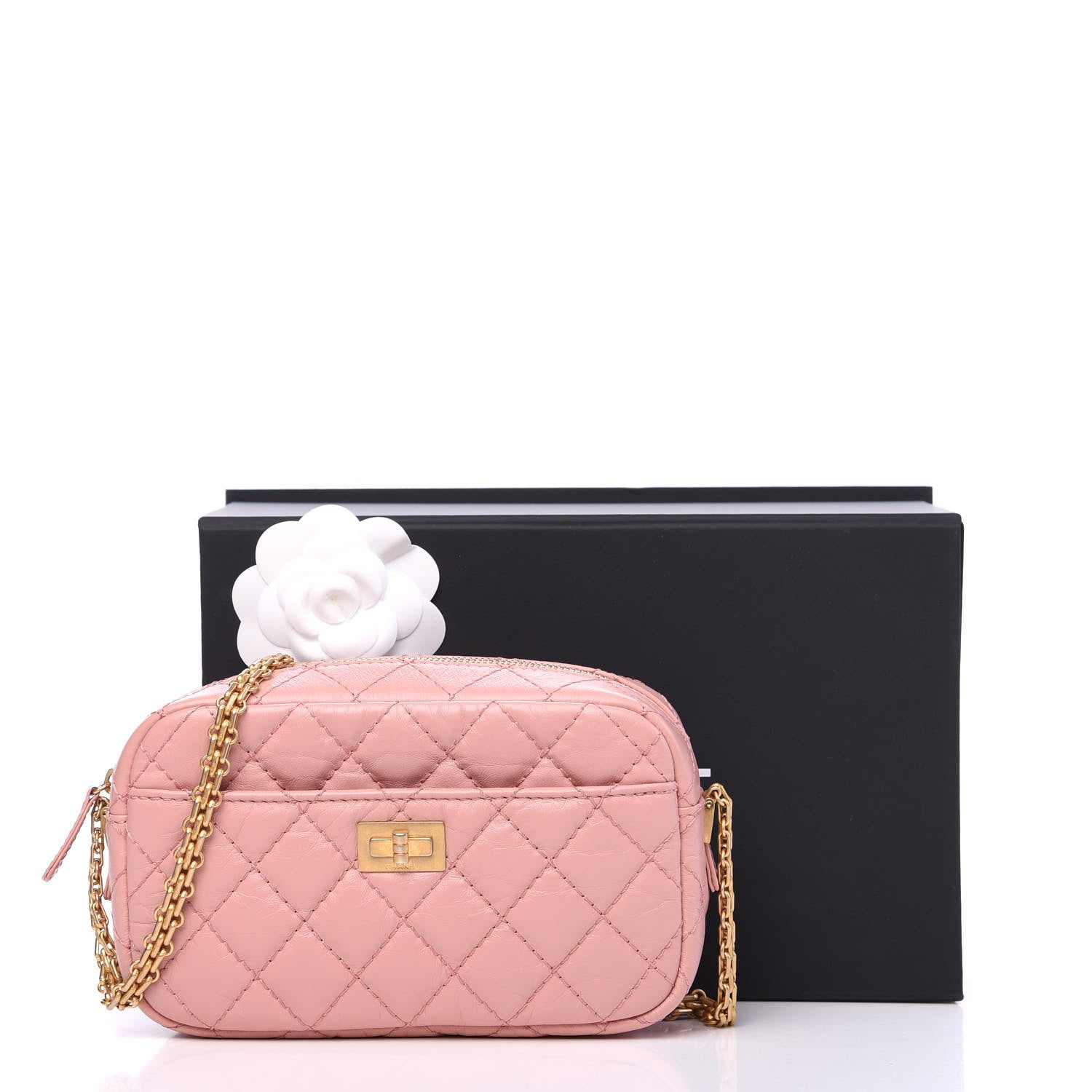 Chanel Aged Calfskin Quilted Mini Reissue Camera Case Pink 10 of 10