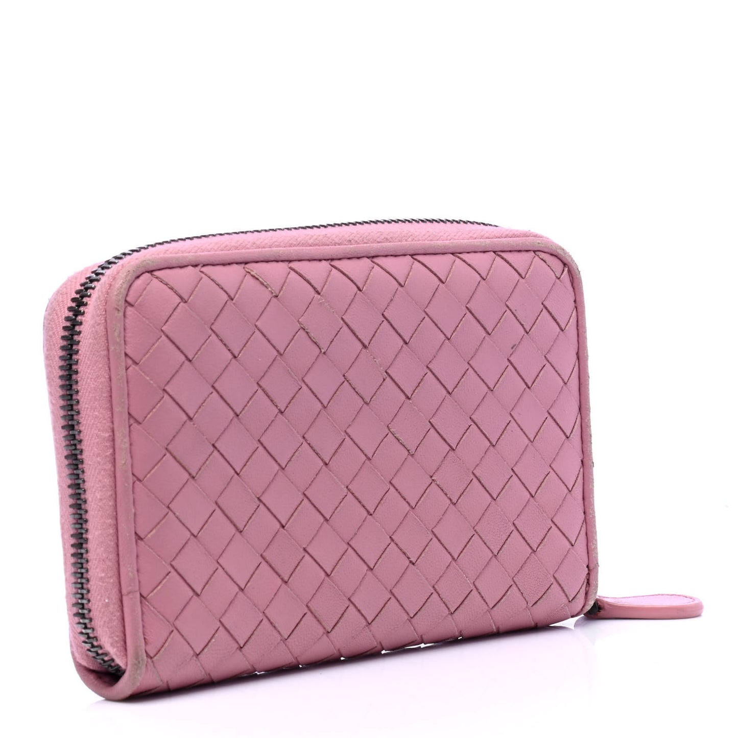 Nappa Intrecciato Zip Around Wallet Pink