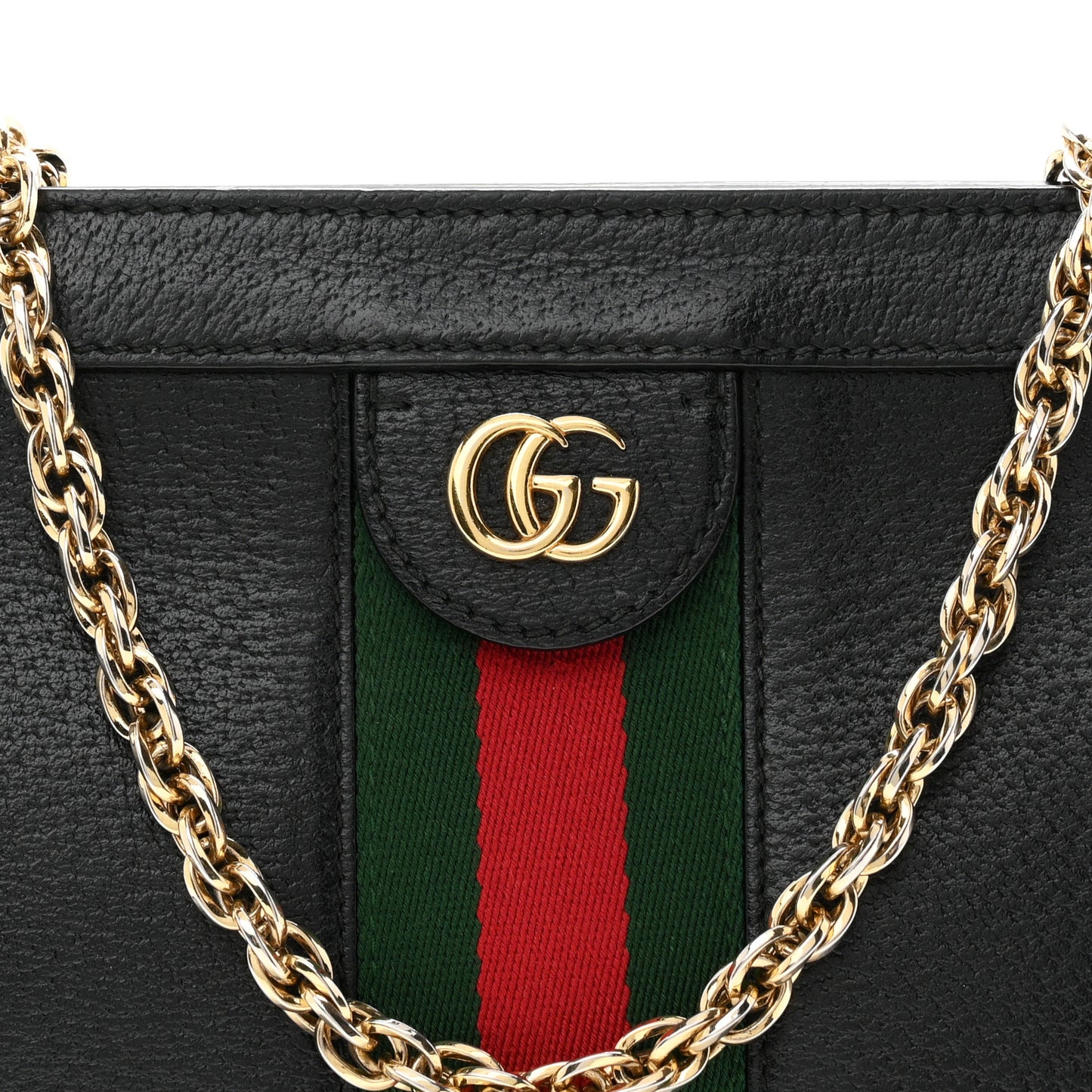 Calfskin GG Web Small Ophidia Chain Shoulder Bag Black