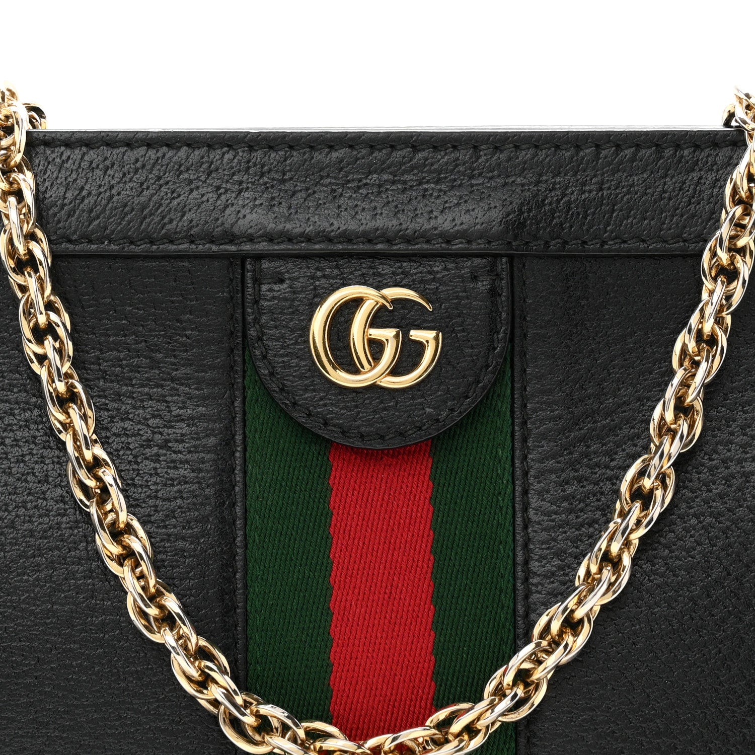 Gucci Calfskin GG Web Small Ophidia Chain Shoulder Bag Black 8 of 10