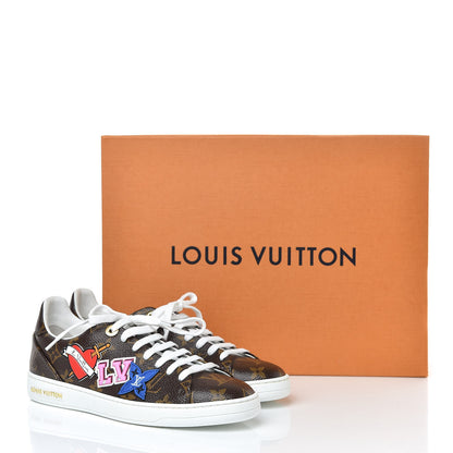 Louis Vuitton Calfskin Monogram LV Black Heart Sneakers 37.5 Cacao 11 of 11