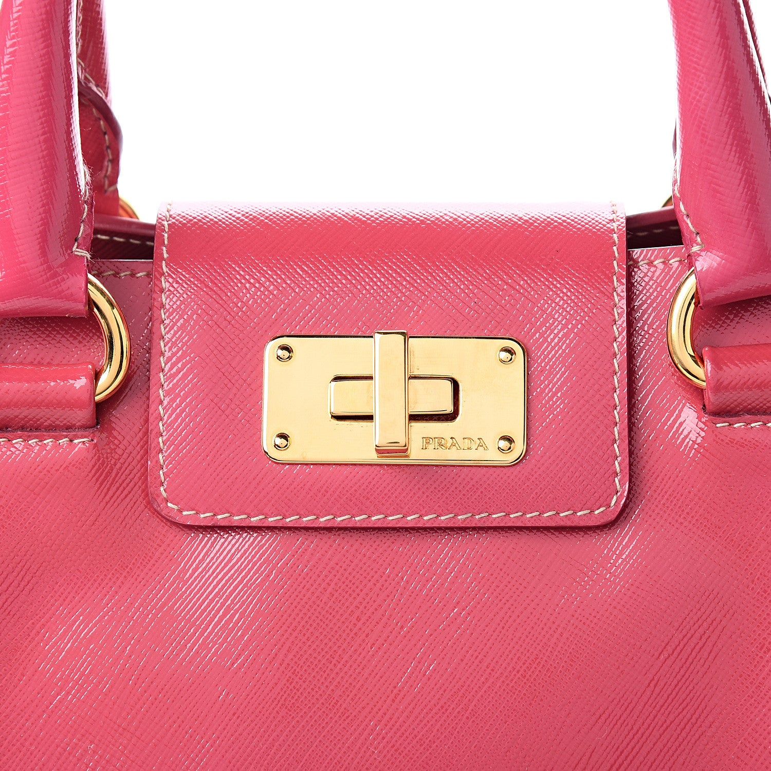 Prada Saffiano Vernice Turn Lock Shopping Tote Peonia 9 of 9