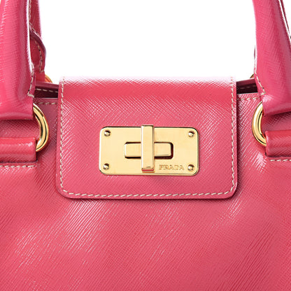 Prada Saffiano Vernice Turn Lock Shopping Tote Peonia 9 of 9