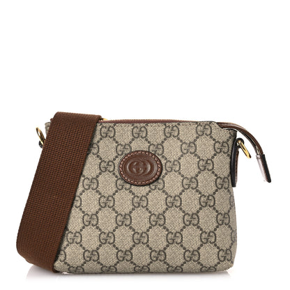 Gucci GG Supreme Monogram Azalea Calfskin Small Retro Interlocking G Wristlet Messenger Bag Beige Ebony Brown Sugar 1 of 14