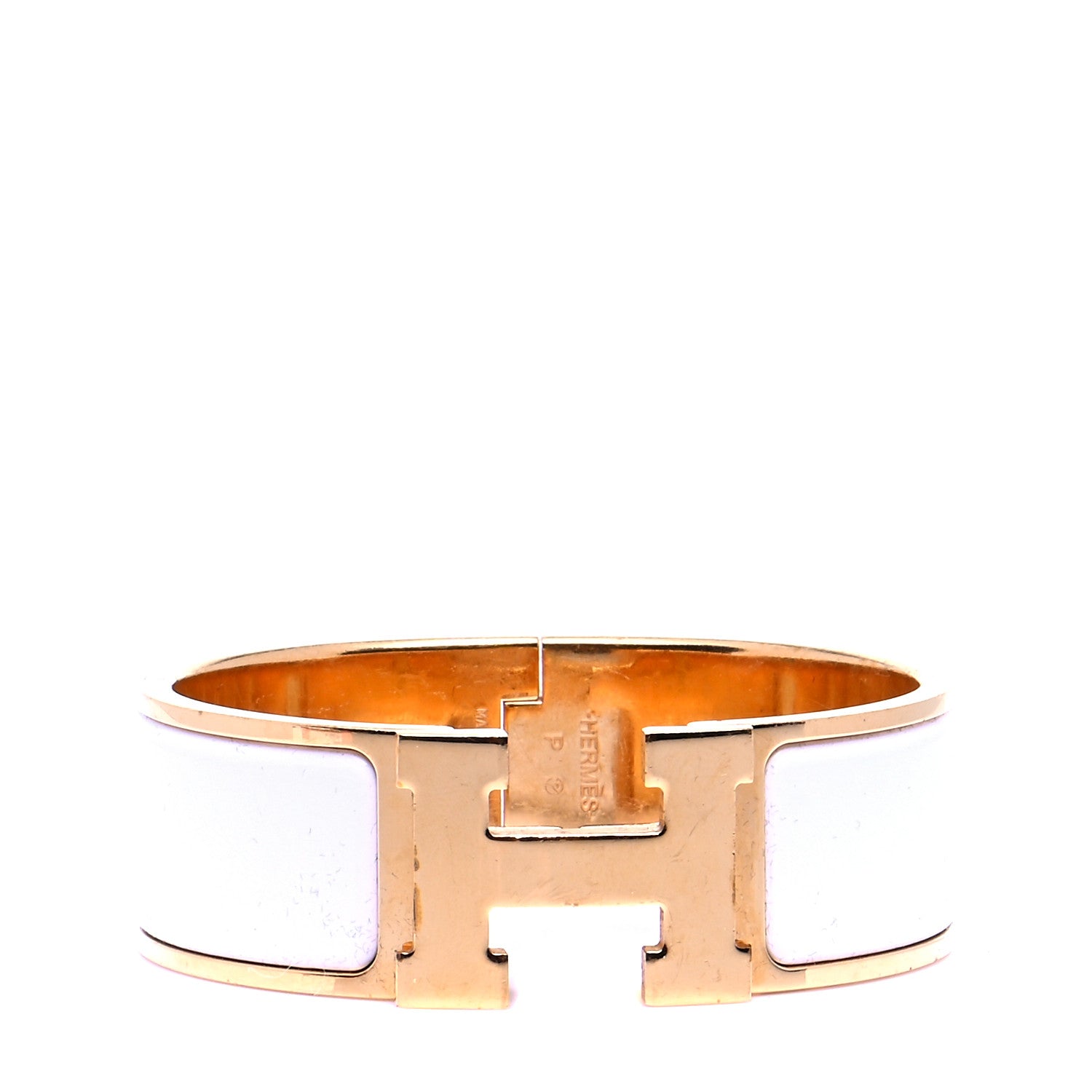 Hermes Enamel Wide Clic Clac H Bracelet PM White 1 of 6