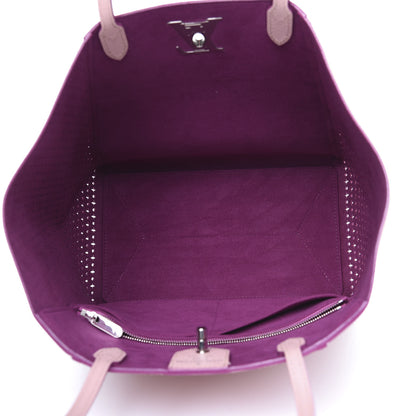 Louis Vuitton Calfskin Perforated Lockme Cabas Rose Poudre Creme 4 of 9