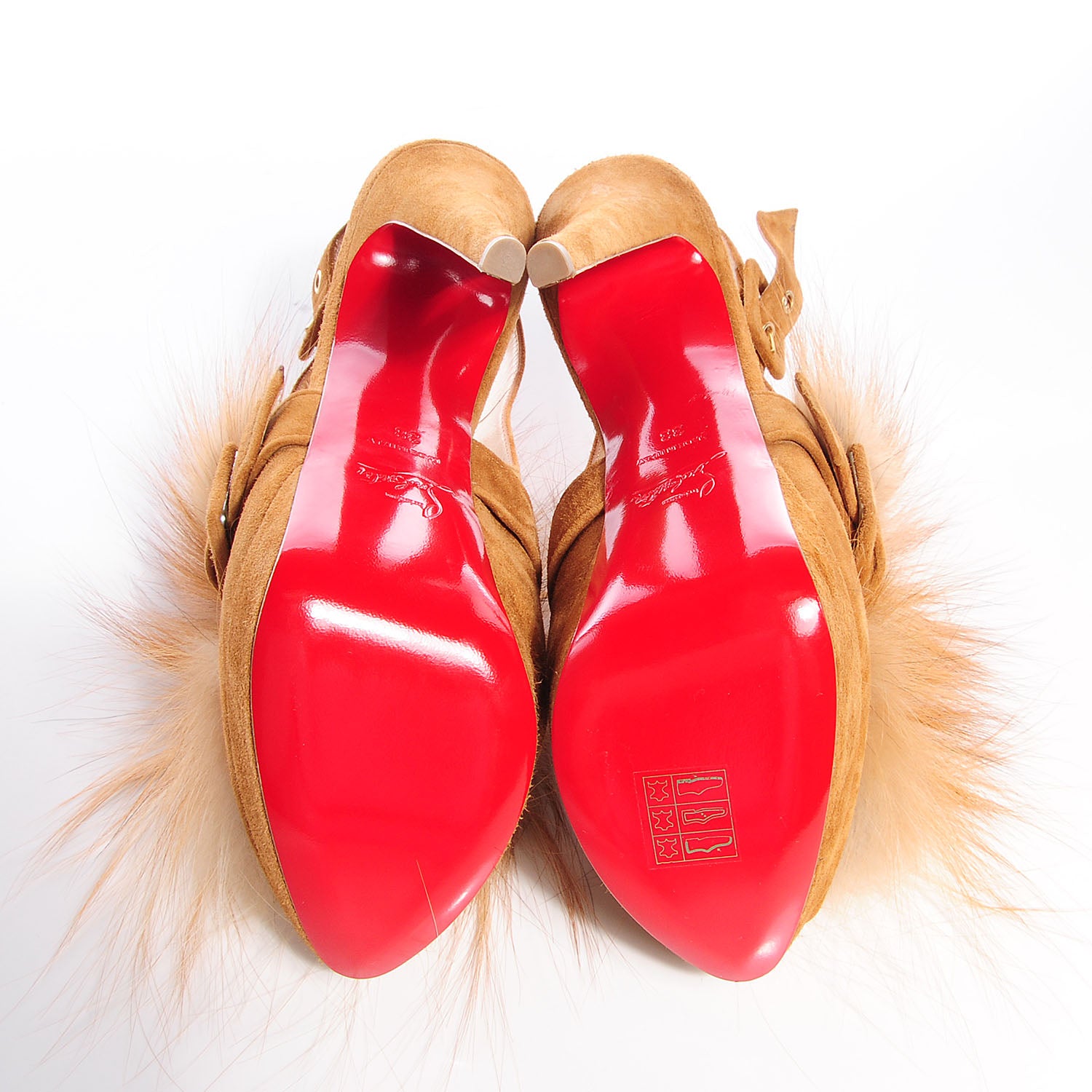 Christian Louboutin Suede Fox Fur Splash 150 Pumps 38 Camel 6 of 7