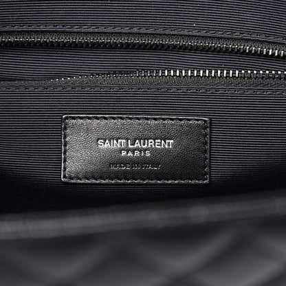 Saint Laurent Grain De Poudre Textured Mixed Matelasse Large Triquilt Monogram Monochrome Satchel Black 7 of 11