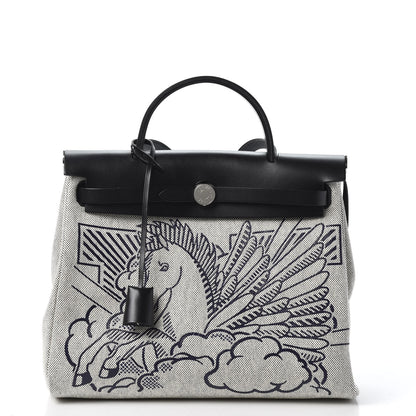 Hermes Vache Hunter Toile Pegase Pop Herbag Zip Retourne 31 PM Bleu Indigo 8 of 9