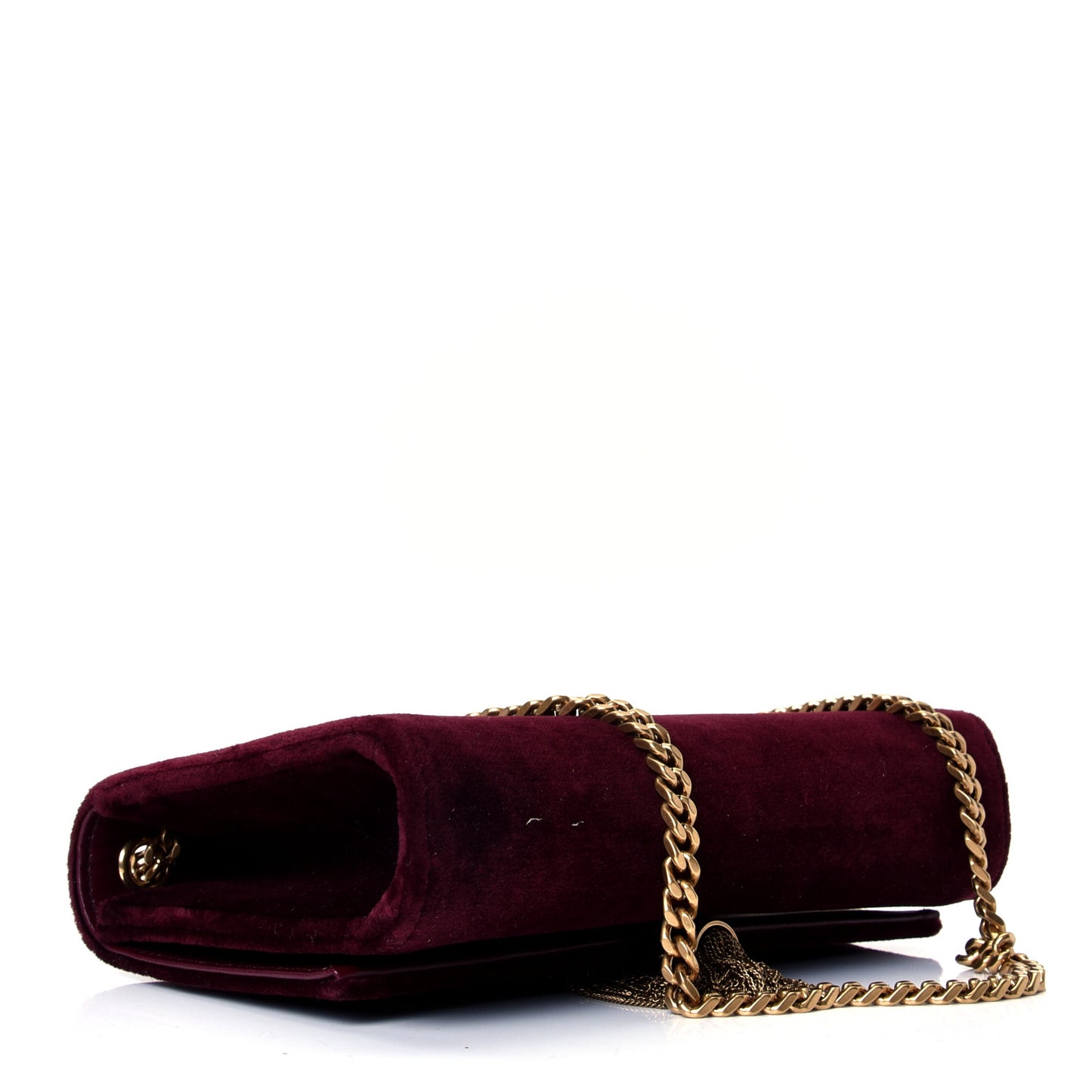 Velvet Small Classic Monogram Kate Tassel Satchel Burgundy