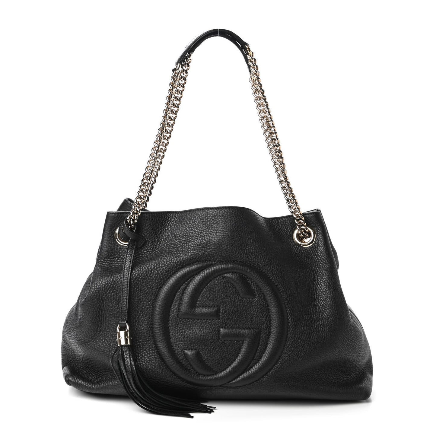 Pebbled Calfskin Medium Soho Chain Shoulder Bag Black