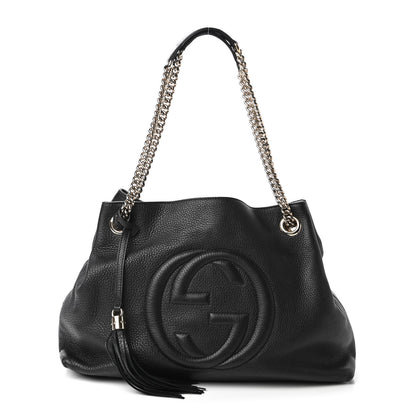 Gucci Pebbled Calfskin Medium Soho Chain Shoulder Bag Black 1 of 10