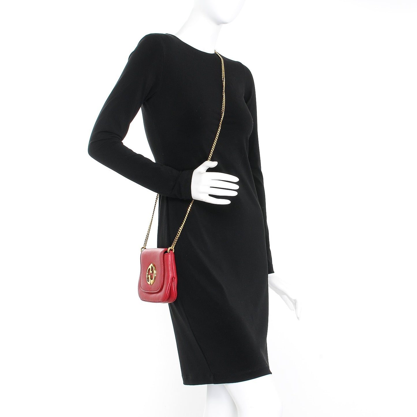 Pebbled Calfskin Small 1973 Chain Shoulder Bag Red