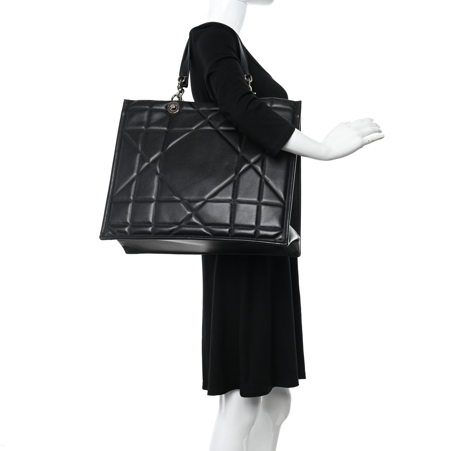 Christian Dior Calfskin Archicannage Medium Essential Tote Black 2 of 12
