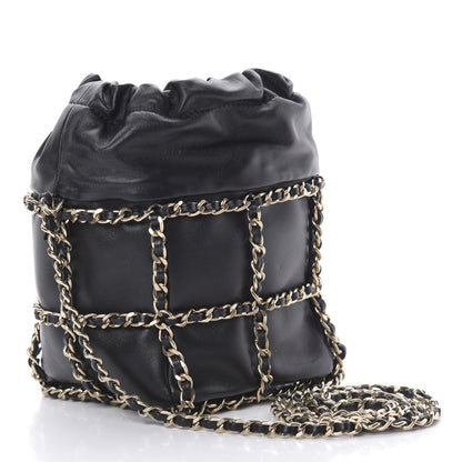 Chanel Lambskin Bucket Chain Drawstring Bag Black 3 of 11