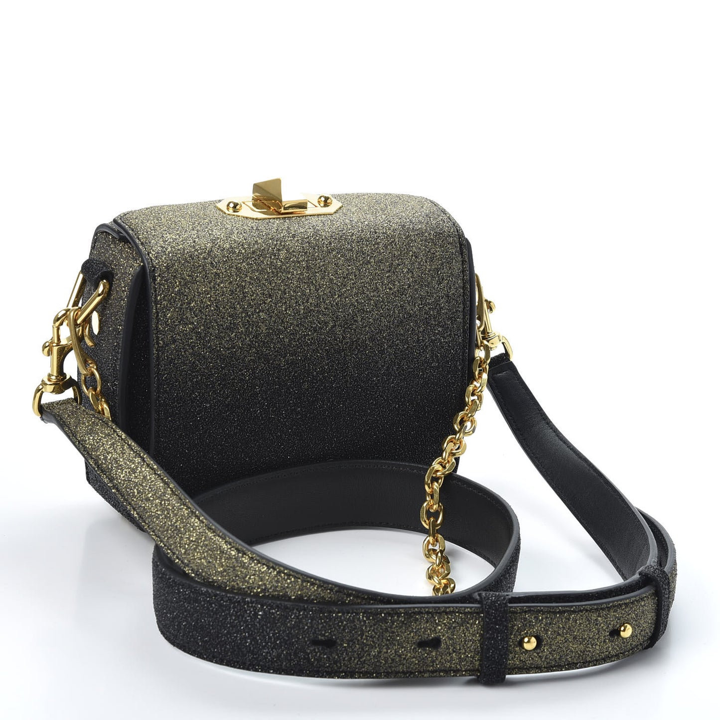 Glitter Degrade Box Shoulder Bag 16 Black Gold