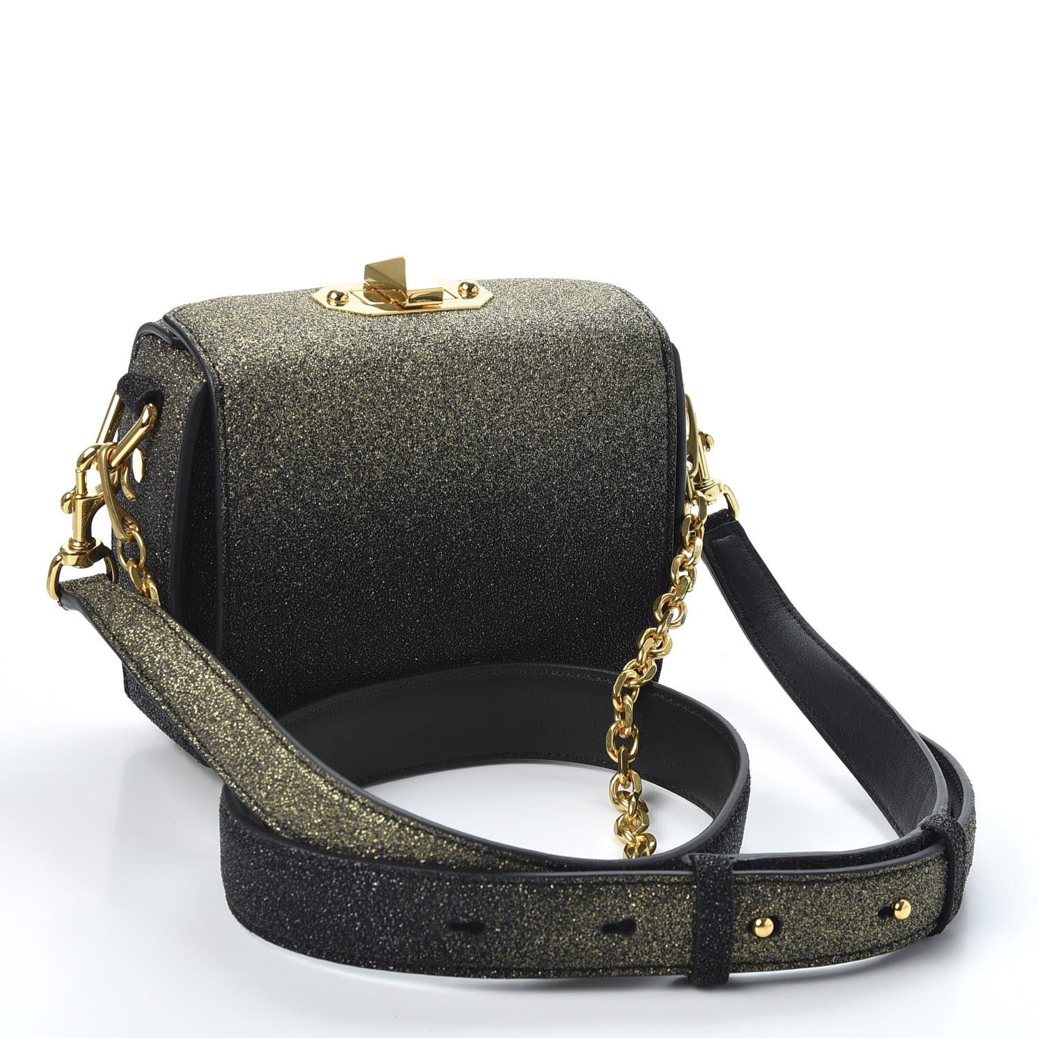 Alexander McQueen Glitter Degrade Box Shoulder Bag 16 Black Gold 2 of 9
