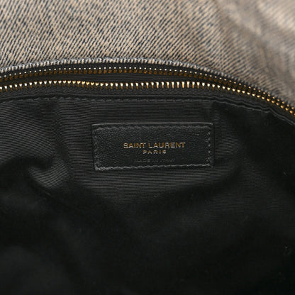Saint Laurent Denim Quilted Medium Loulou Puffer Monogram Chain Satchel Azur 6 of 9