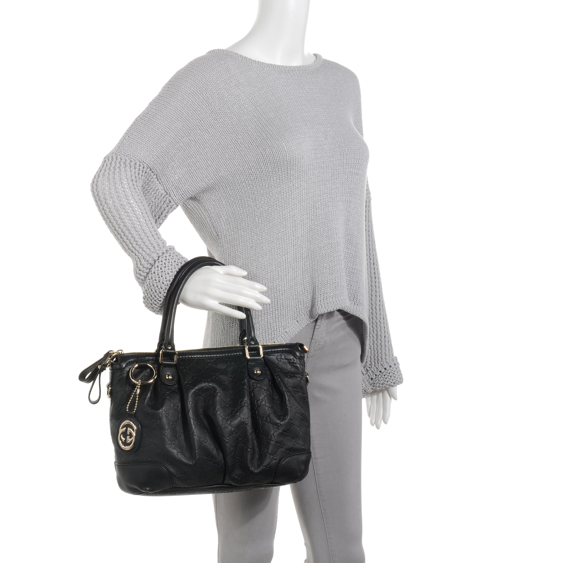 Gucci Guccissima Medium Sukey Top Handle Bag Black 2 of 9