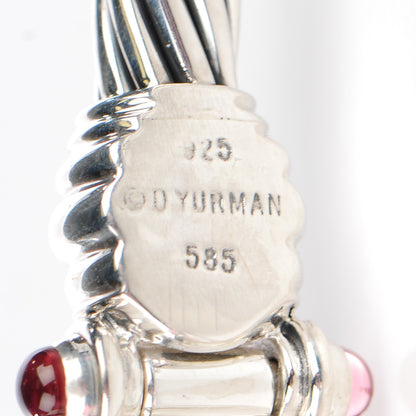 David Yurman Sterling Silver Diamond Bezel Pink Mother of Pearl Pink Tourmaline 21mm Classic Cable Quartz Watch 4 of 5