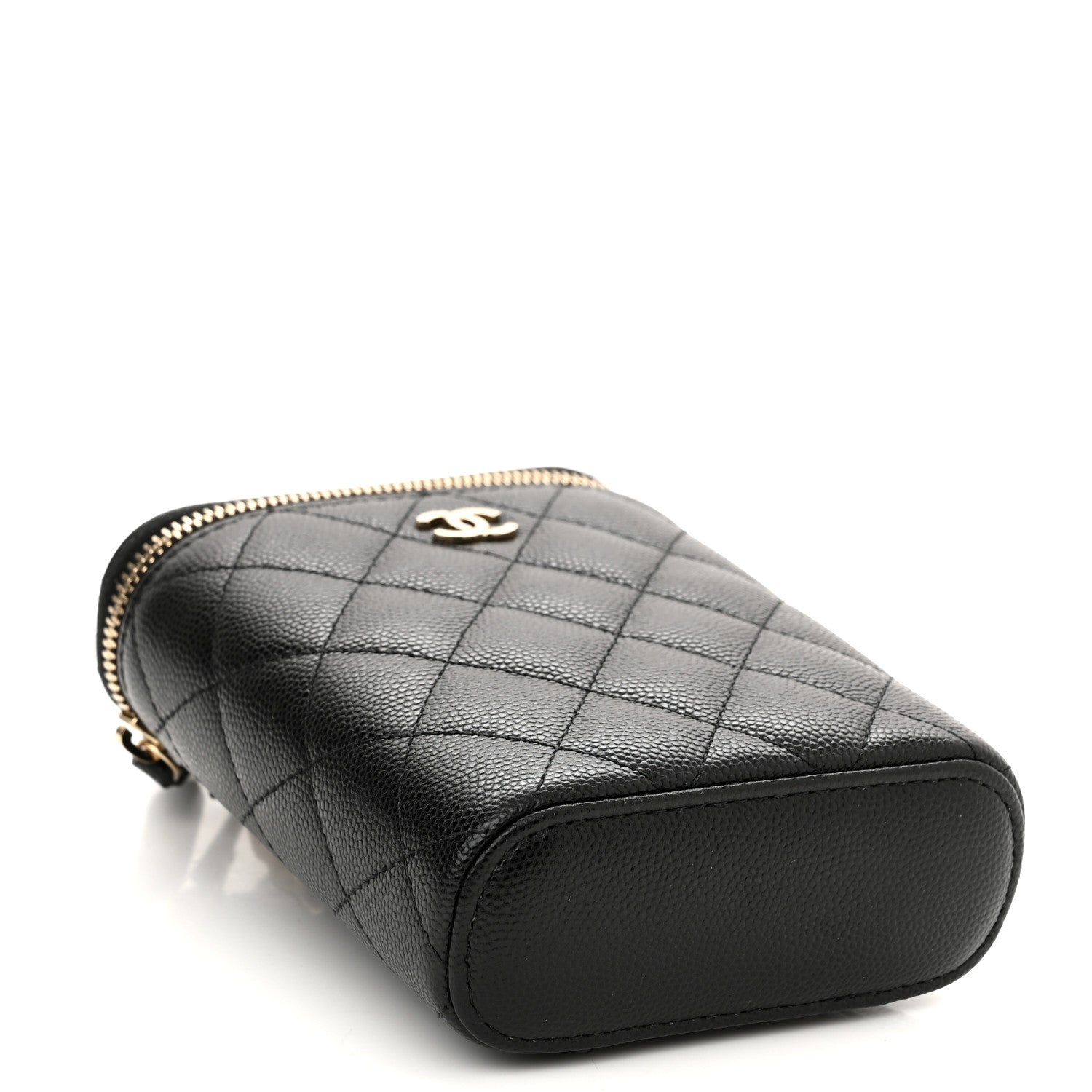 Chanel Caviar Quilted Small Vertical Coco Beauty Vanity Case With Chain Black 4 of 11