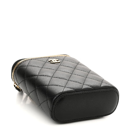 Chanel Caviar Quilted Small Vertical Coco Beauty Vanity Case With Chain Black 4 of 11