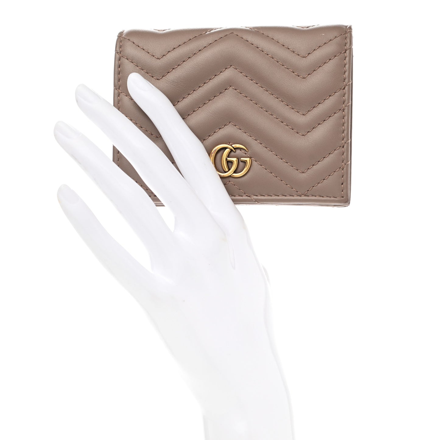Calfskin Matelasse GG Marmont Card Case Wallet Porcelain Rose