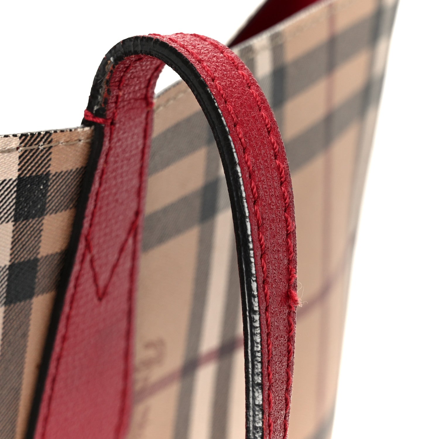 Burberry Grainy Calfskin Haymarket Check Medium Reversible Tote Red 23 of 23