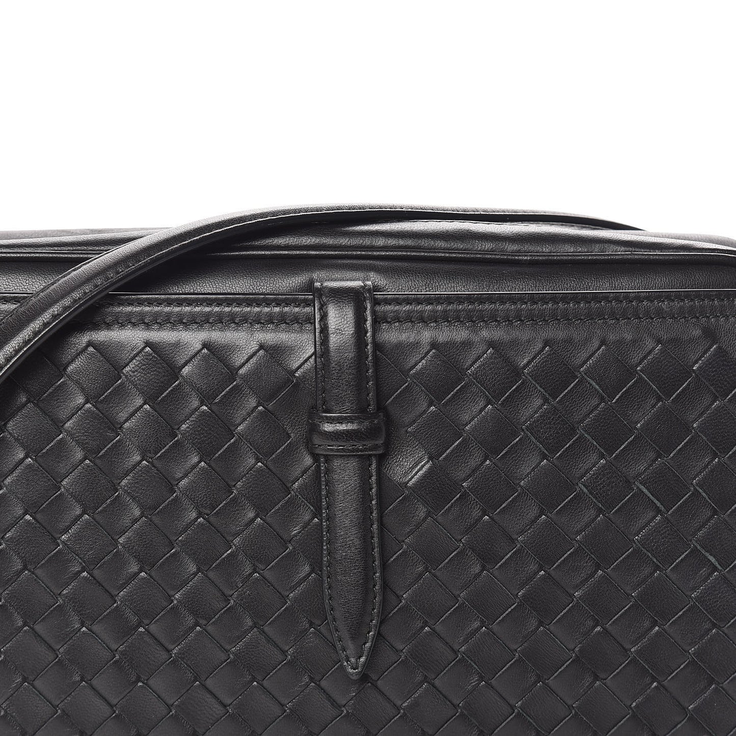 Nappa Intrecciato Medium Camera Shoulder Bag Black