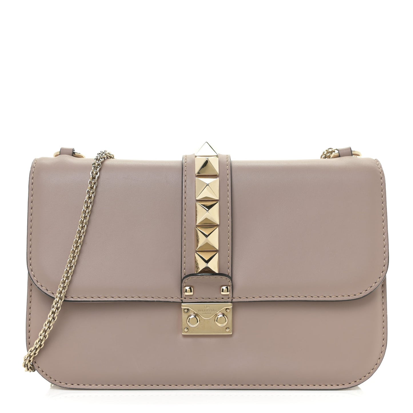Vitello Medium Glam Lock Rockstud Flap Poudre