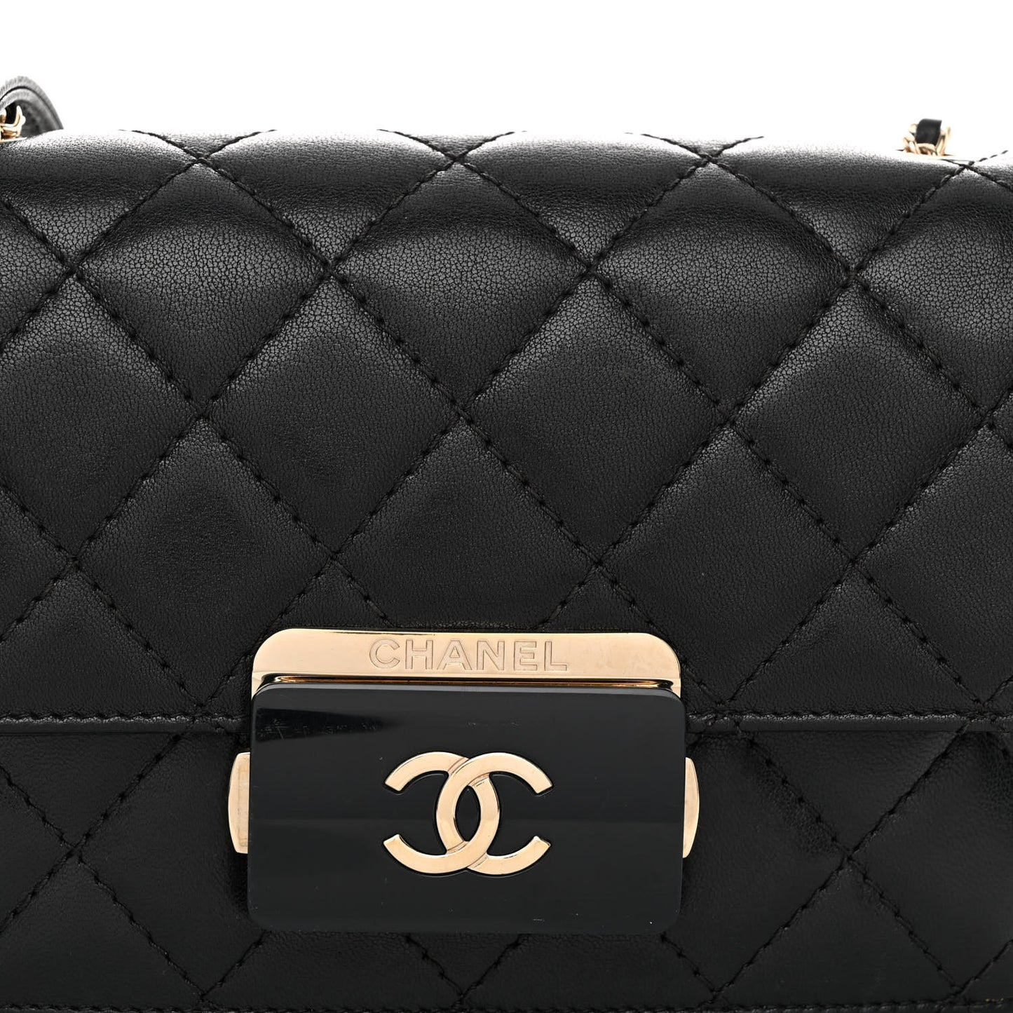 Sheepskin Quilted Mini Beauty Lock Flap Black