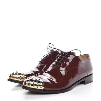Valentino Garavani Patent Studded Cap Toe Lace Up Oxfords 36.5 Prune 3 of 13