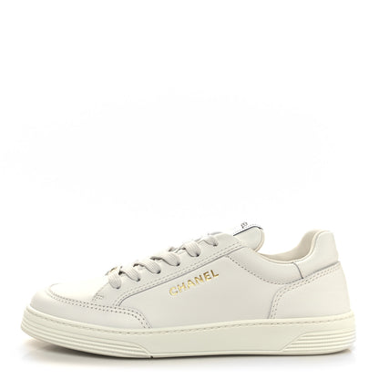Chanel Calfskin Womens CC Logo Sneakers 39.5 White 1 of 9