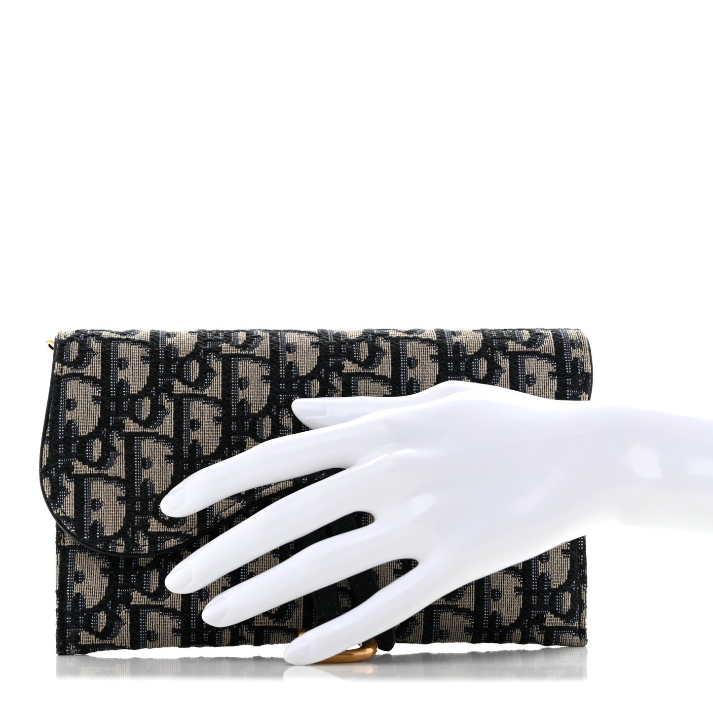 Oblique Saddle Chain Long Wallet Blue