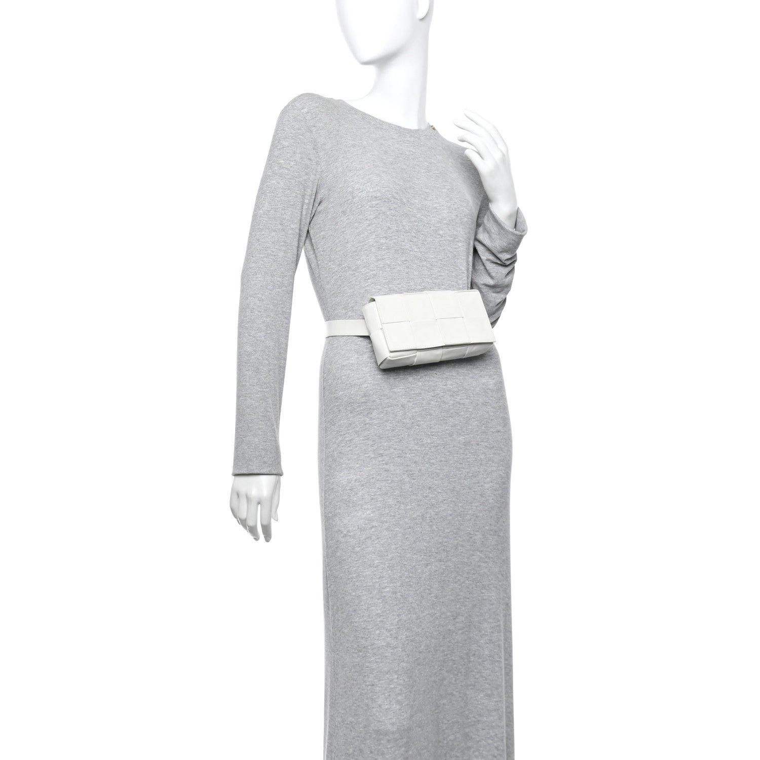 Bottega Veneta Paper Calfskin Intrecciato Cassette Belt Bag White 2 of 12