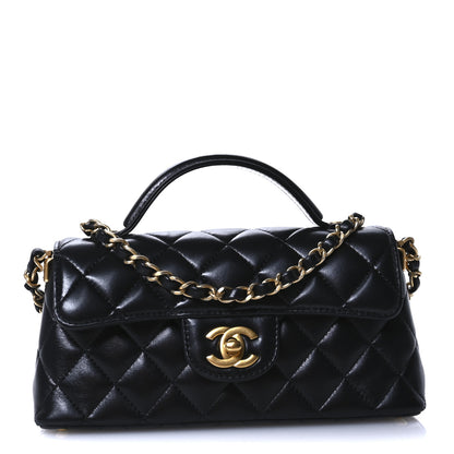 Chanel Lambskin Quilted Mini Flap Top Handle Bag Black 8 of 10