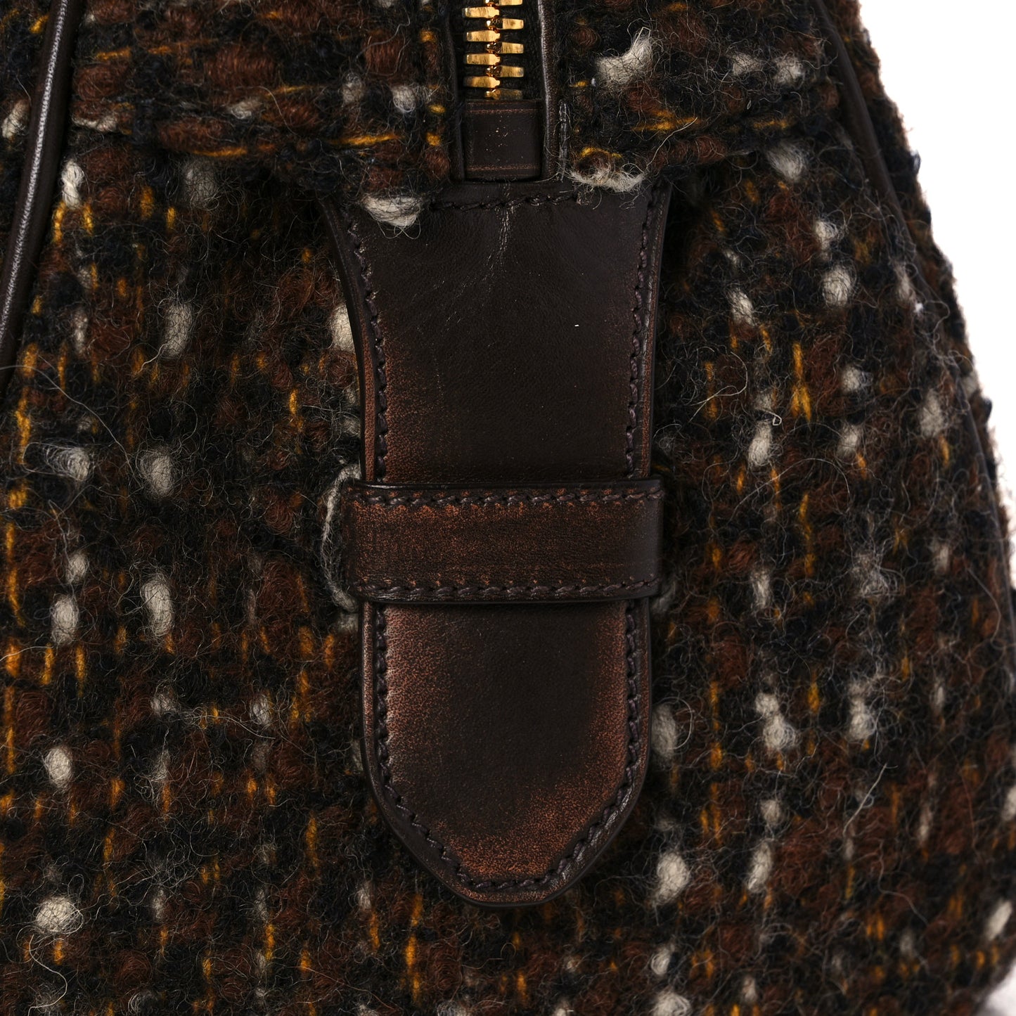 Tessuto Tweed Vitello Bowling Bag Cacao Knicker
