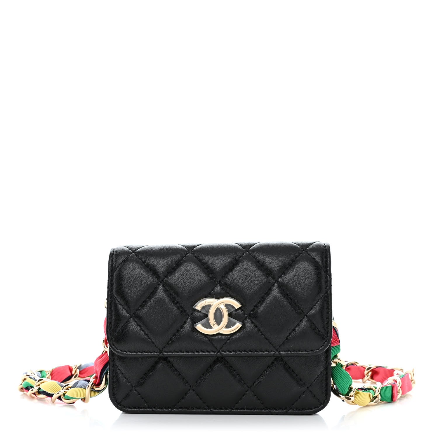 Chanel Shiny Lambskin Ribbon Quilted Flap Belt Bag Black 1 of 12