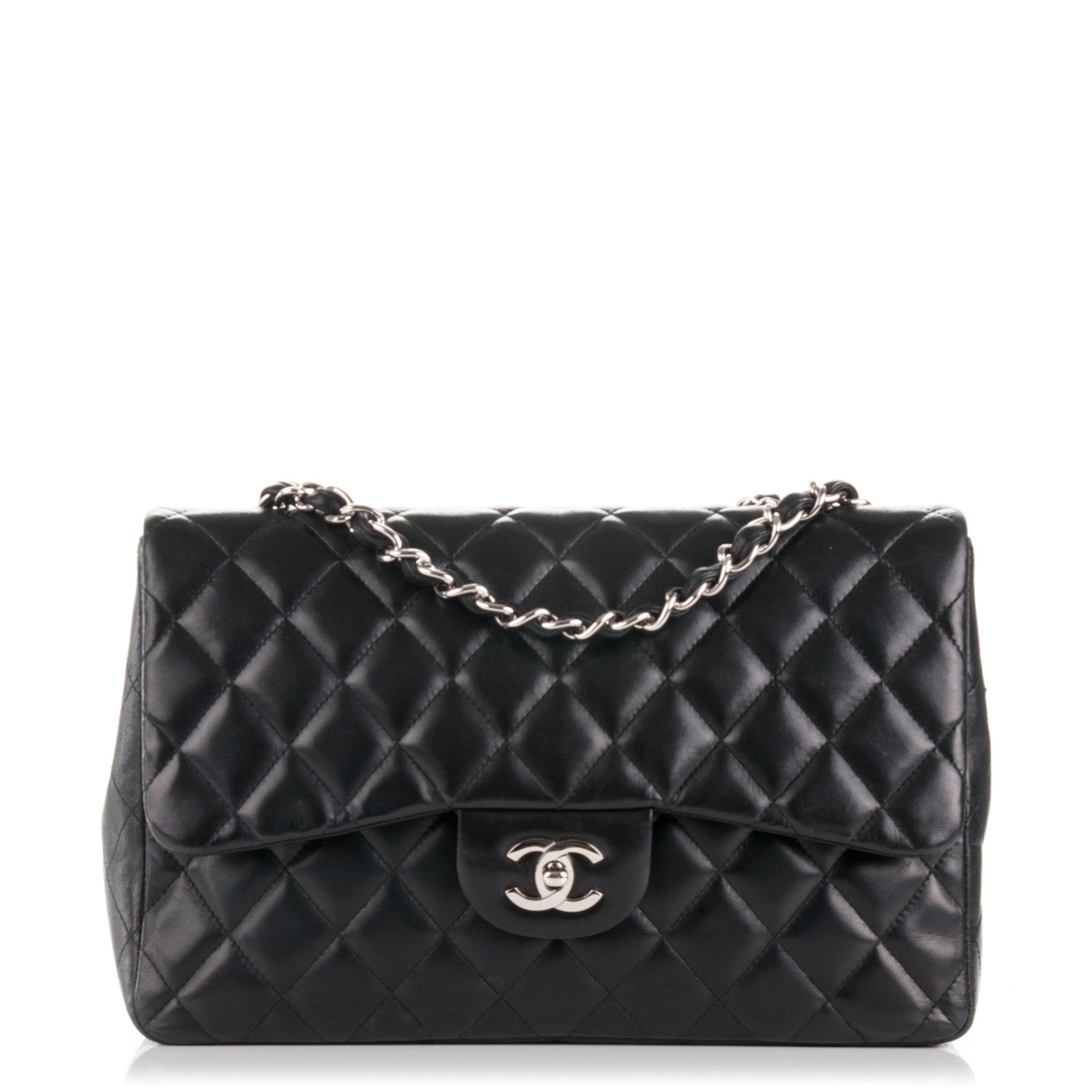 Chanel Lambskin Quilted Jumbo Single Flap Black 1 of 7
