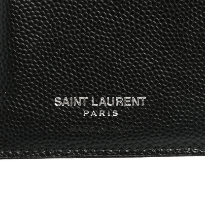 Saint Laurent Grain De Poudre Matelasse Chevron Small Monogram Passport Case Black 6 of 7