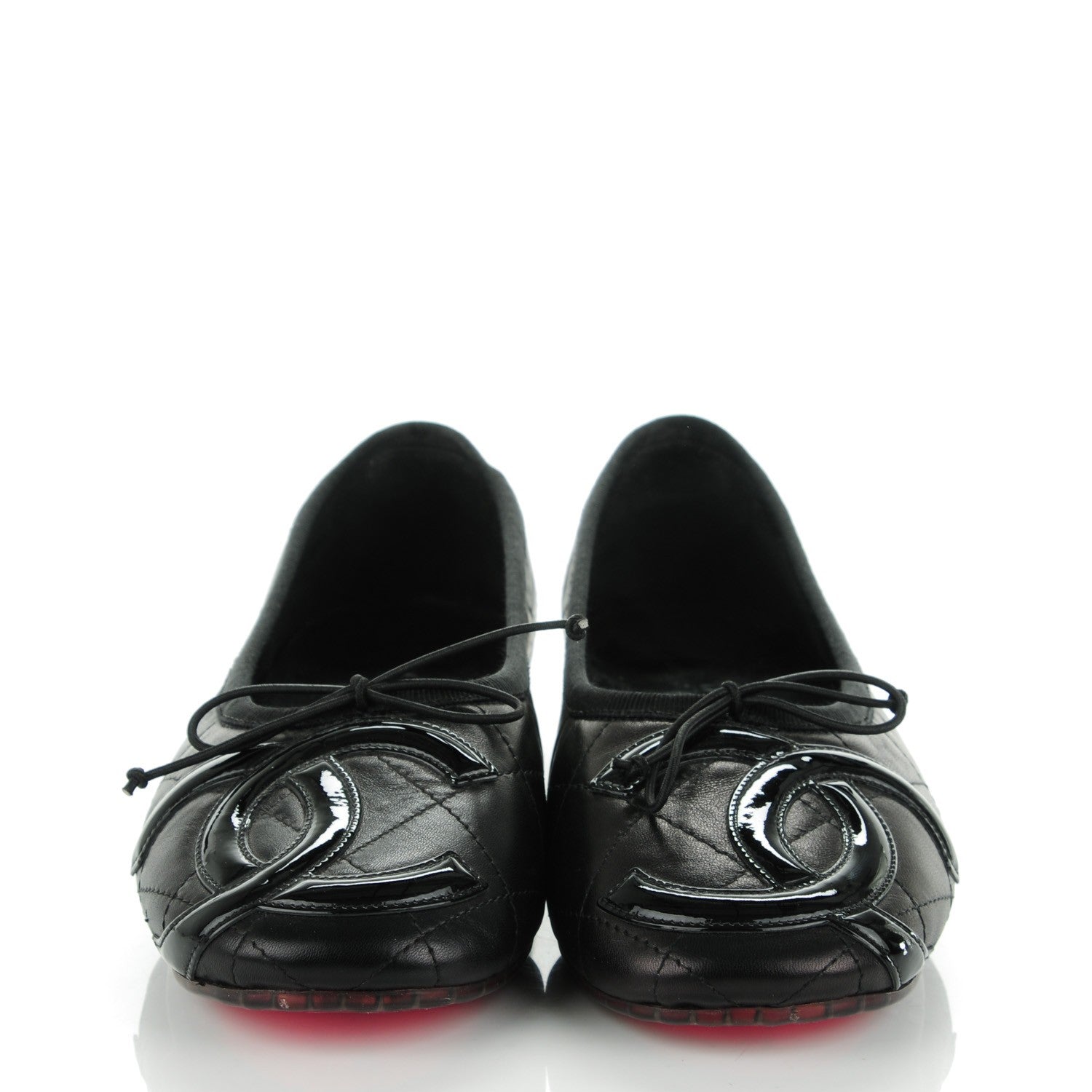 Chanel Lambskin Quilted Cambon Ballerina Flats 36.5 Black 2 of 9