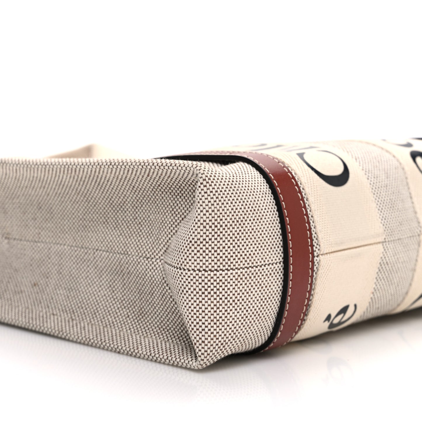 Cotton Calfskin Small Woody Ribbon Tote With Strap White Brown