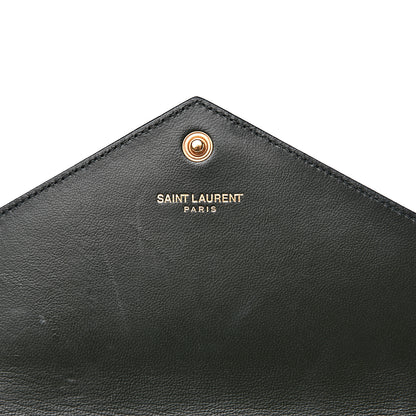Saint Laurent Snakeskin Monogram Envelope Chain Wallet Dark Green 5 of 13