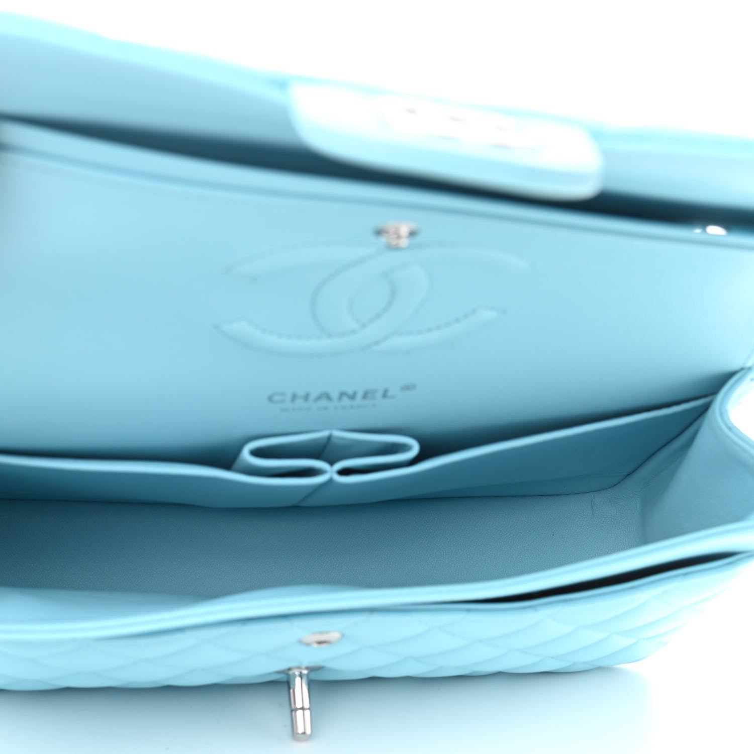 Chanel Lambskin Quilted Medium Double Flap Neon Blue 5 of 10