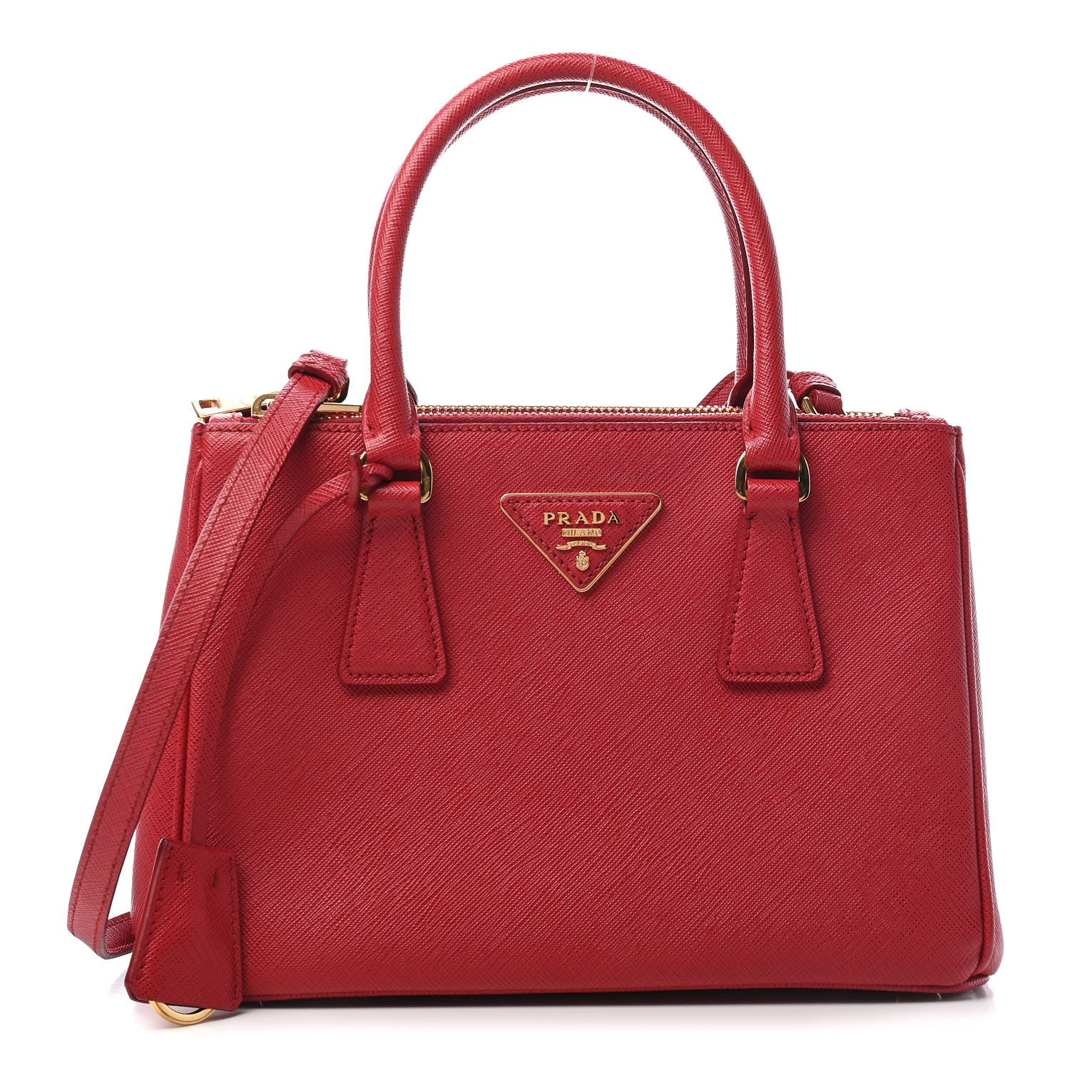 Prada Saffiano Small Galleria Double Zip Tote Fuoco 1 of 10