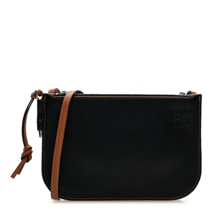Loewe Calfskin Gate Double Zip Pouch Crossbody Black Brown 1 of 9