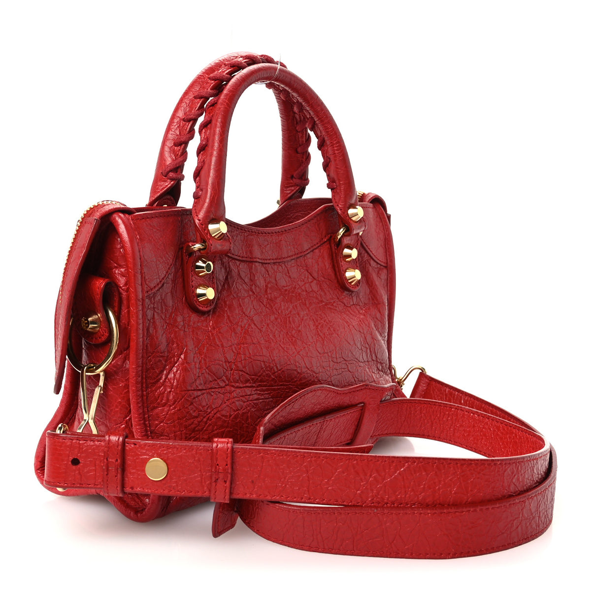 Balenciaga Agneau Gold Metallic Edge Hardware Mini City Rouge Groseille 4 of 11