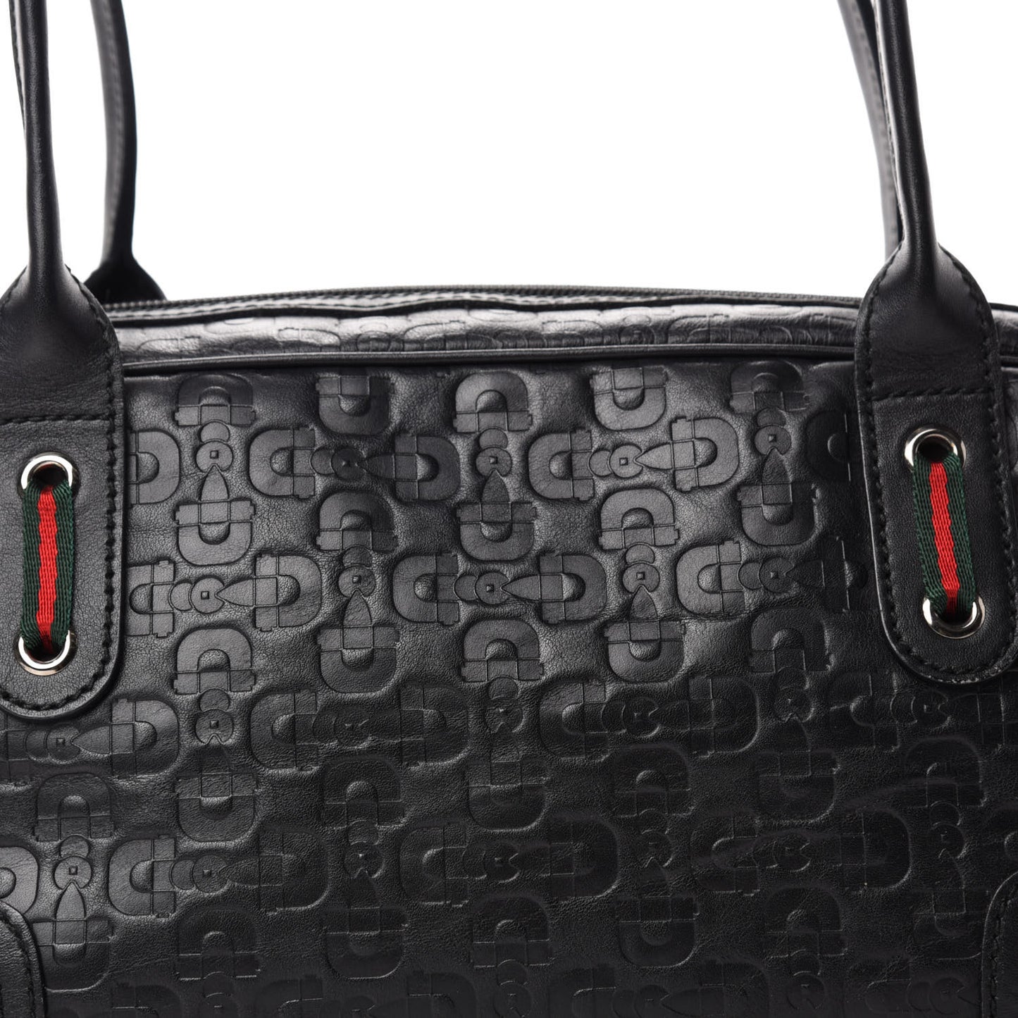 Calfskin Horsebit Embossed Princy Boston Black